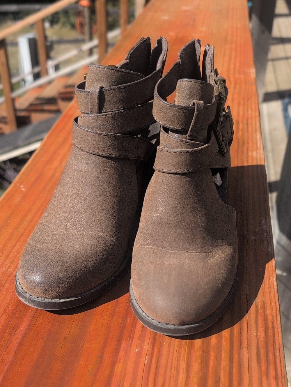 Women’s Brown Cutout Ankle Boots - Classic Casual Style
